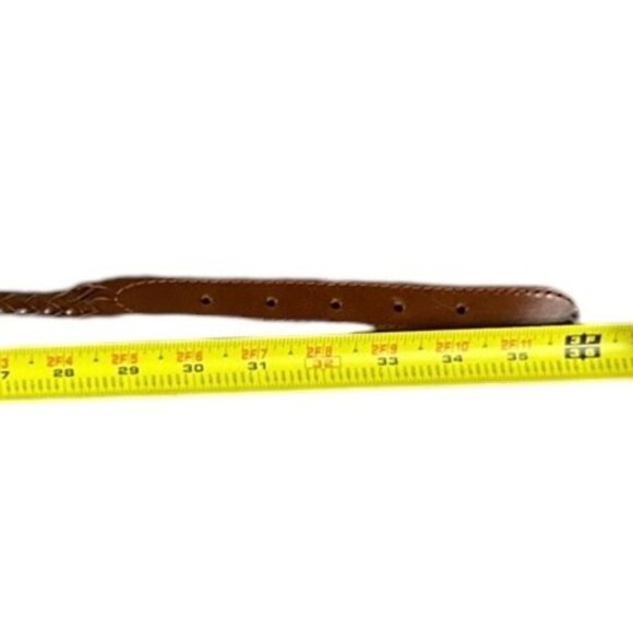 Vintage Liz Claiborne Brown Leather Braided Belt Solid Brass Buckle Size Small - Picture 8 of 11
